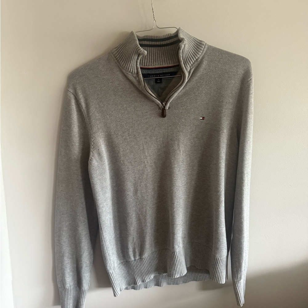 Tommy Hilfiger Light Gray Zip-Up Sweater
